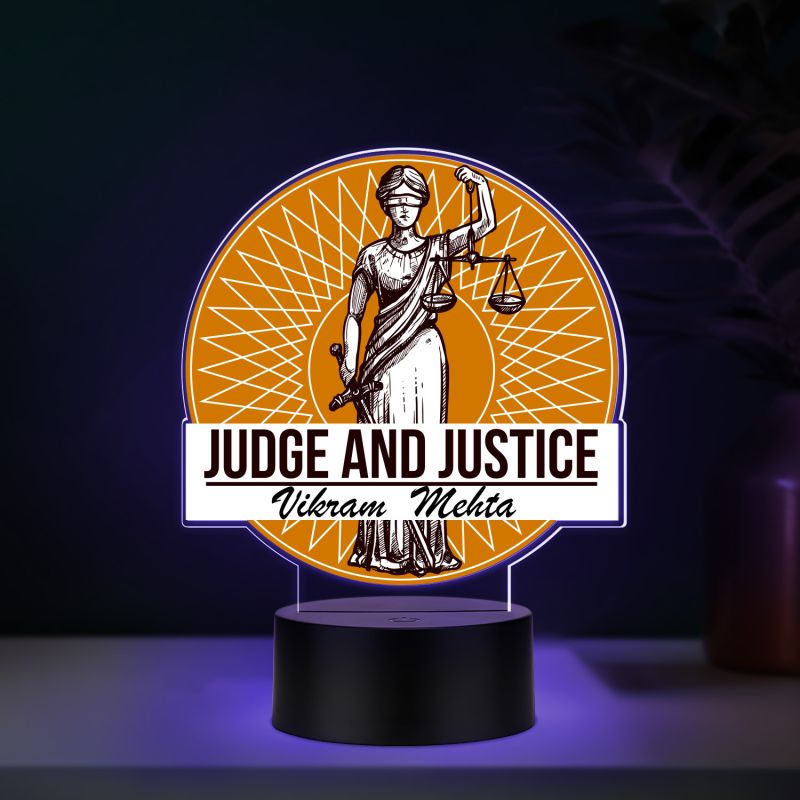 Personalized Judge and Justice LED Lamp with Automatic Color Changing Light Gift for Judge Men & Women | Home & Office Desk Decor Light